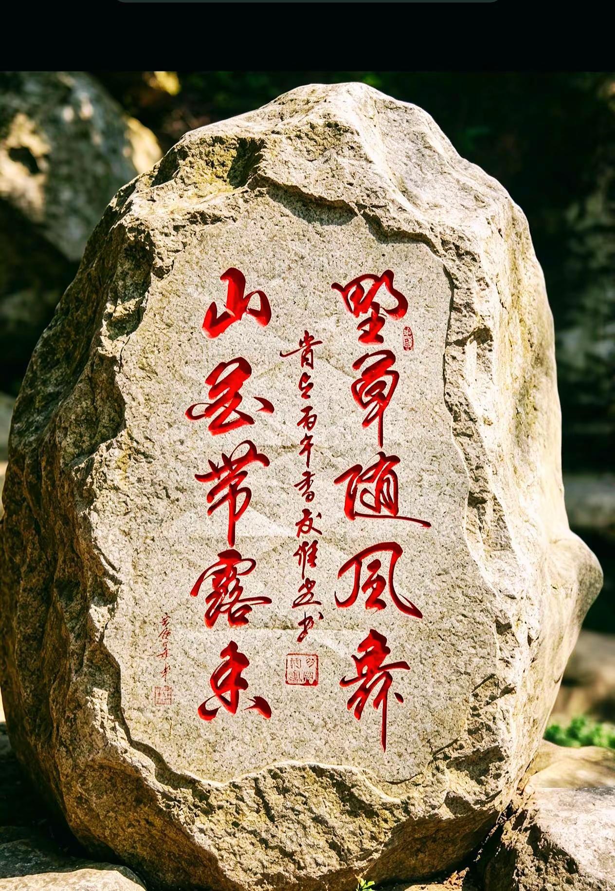 维安原创书法。石头上的书法