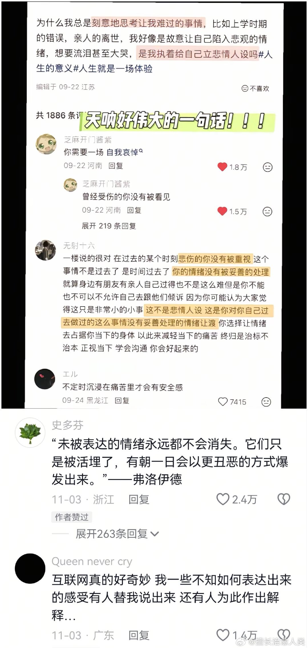 世上竟有人能表达出我的痛苦