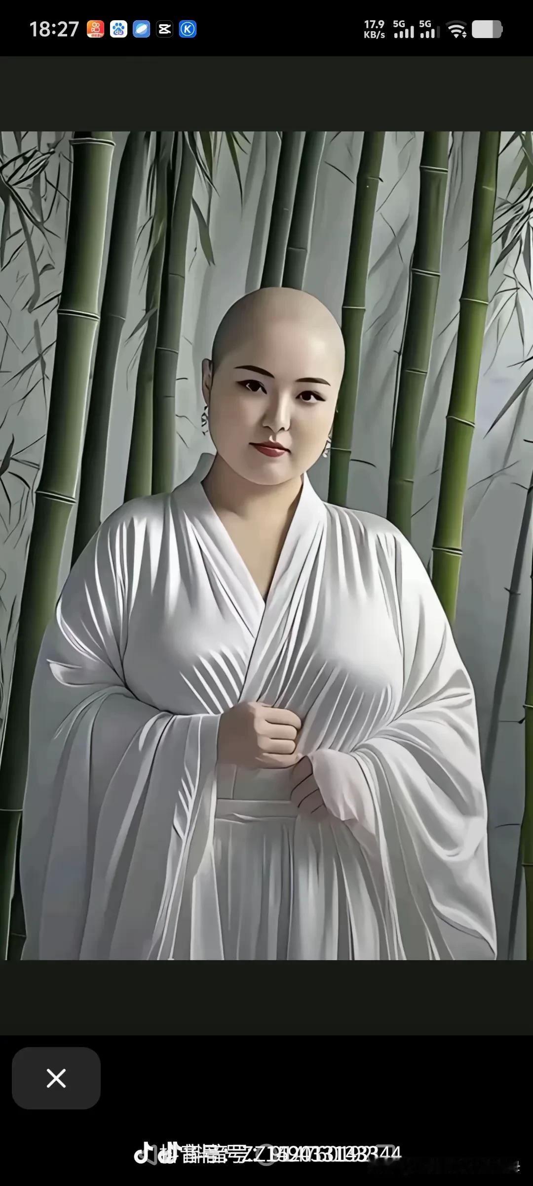 尼庵深处静无声，女尼虔诚诵佛经。岁月消磨尘世念，梵音洗净俗人心。窗含竹影风添