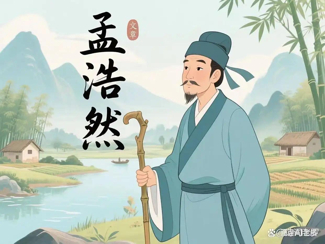 孟浩然出身襄阳书香门第，早年怀济世之志，却仕途屡挫，终决意归隐鹿门山。他以天地为
