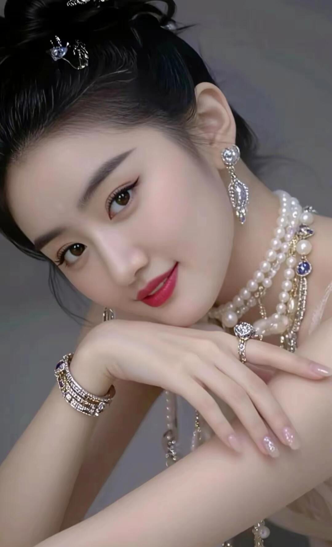 优雅气质，珠宝闪耀，红唇轻启，尽显东方魅力