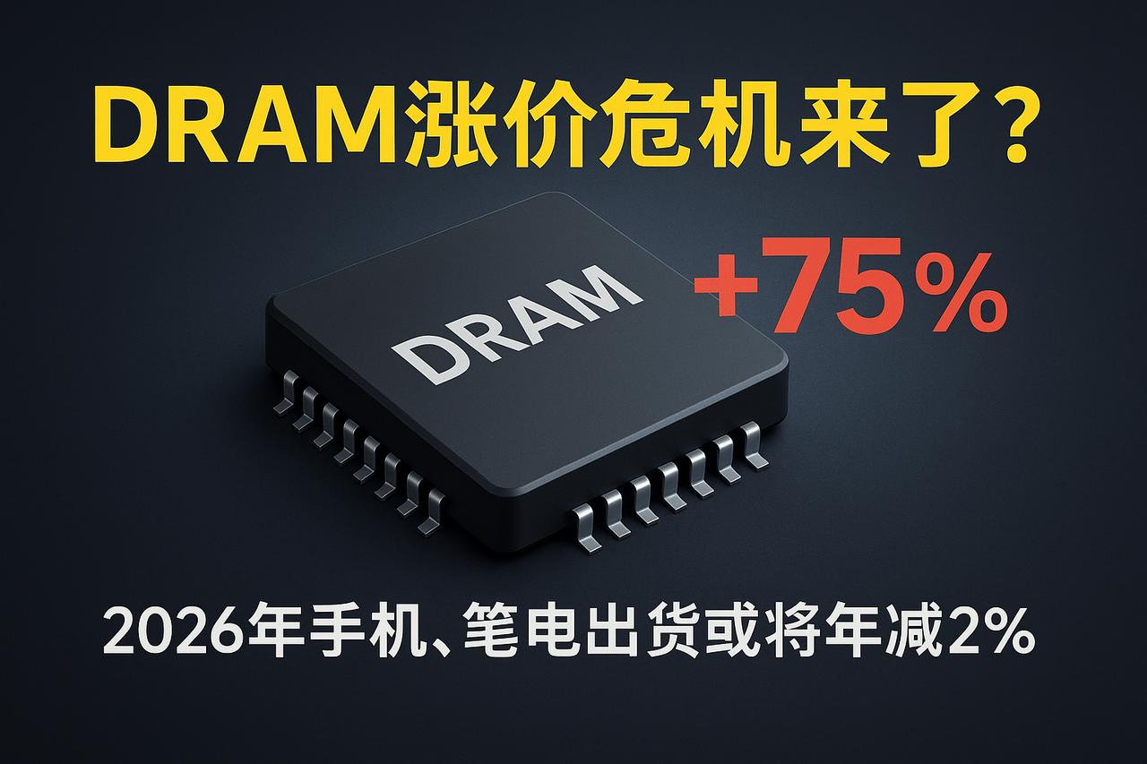 DRAM价格75%攀升，2026年手机&笔电出货量面临下修危机根
