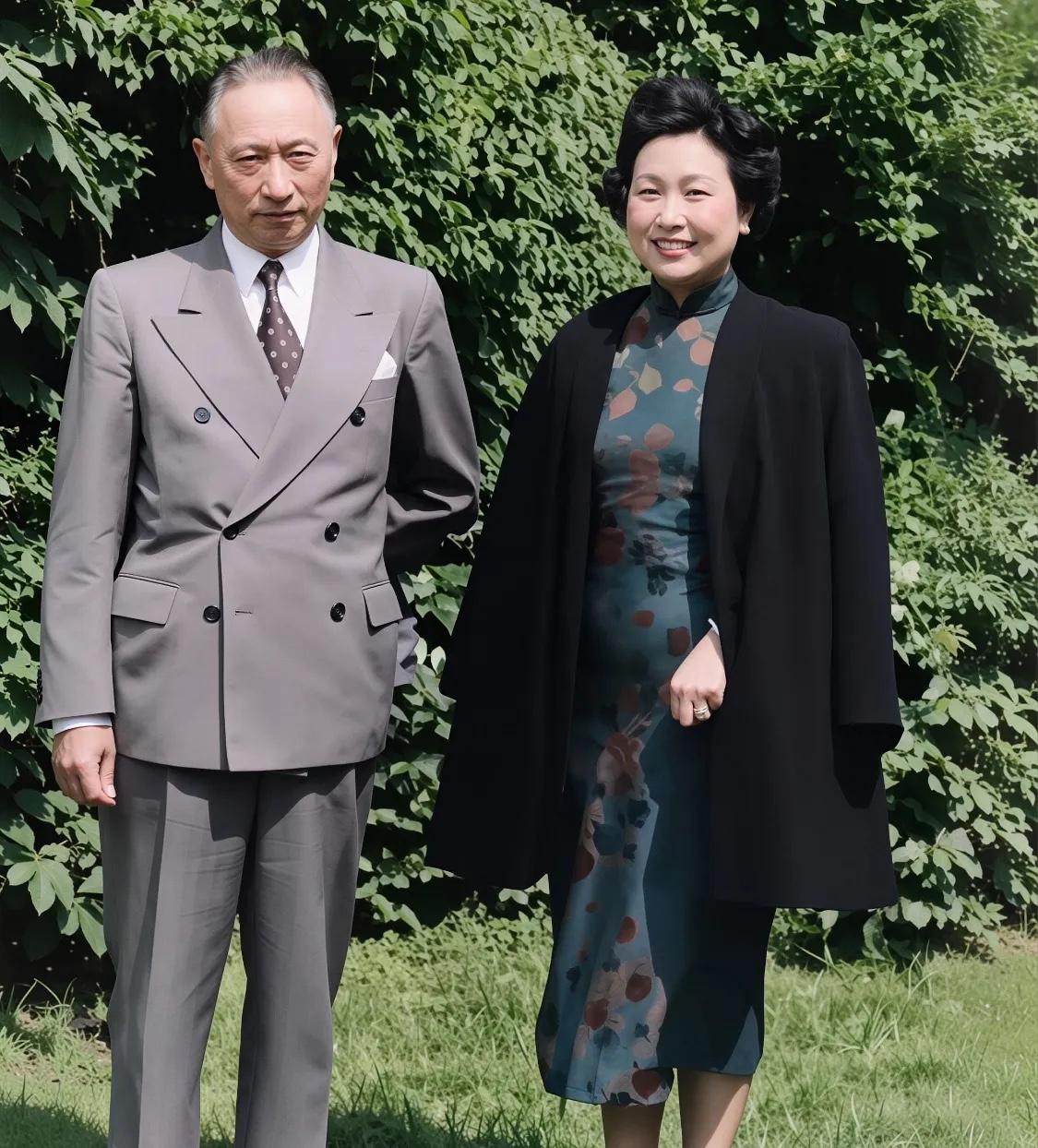 1959年，71岁的外交家顾维钧和与54岁的第四任太太严幼韵的合影，严幼韵是上海