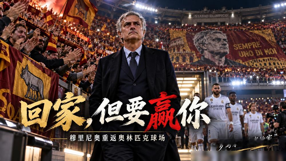 离开三年，穆里尼奥要带着皇马杀回罗马奥林匹克球场了。这次不是回家看看，是来抢分的。皇马首轮2-1干掉