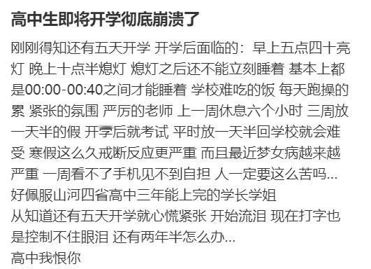 高中生即将开学彻底崩溃了