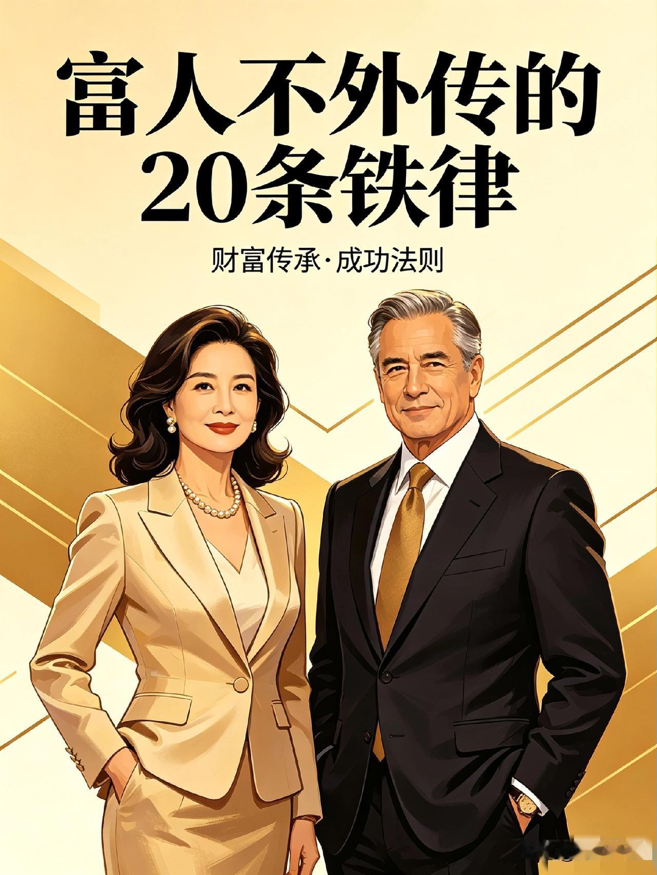 富人从不外传的20条铁律：1.打工永远发不了财，必须要有自己的生意。2.