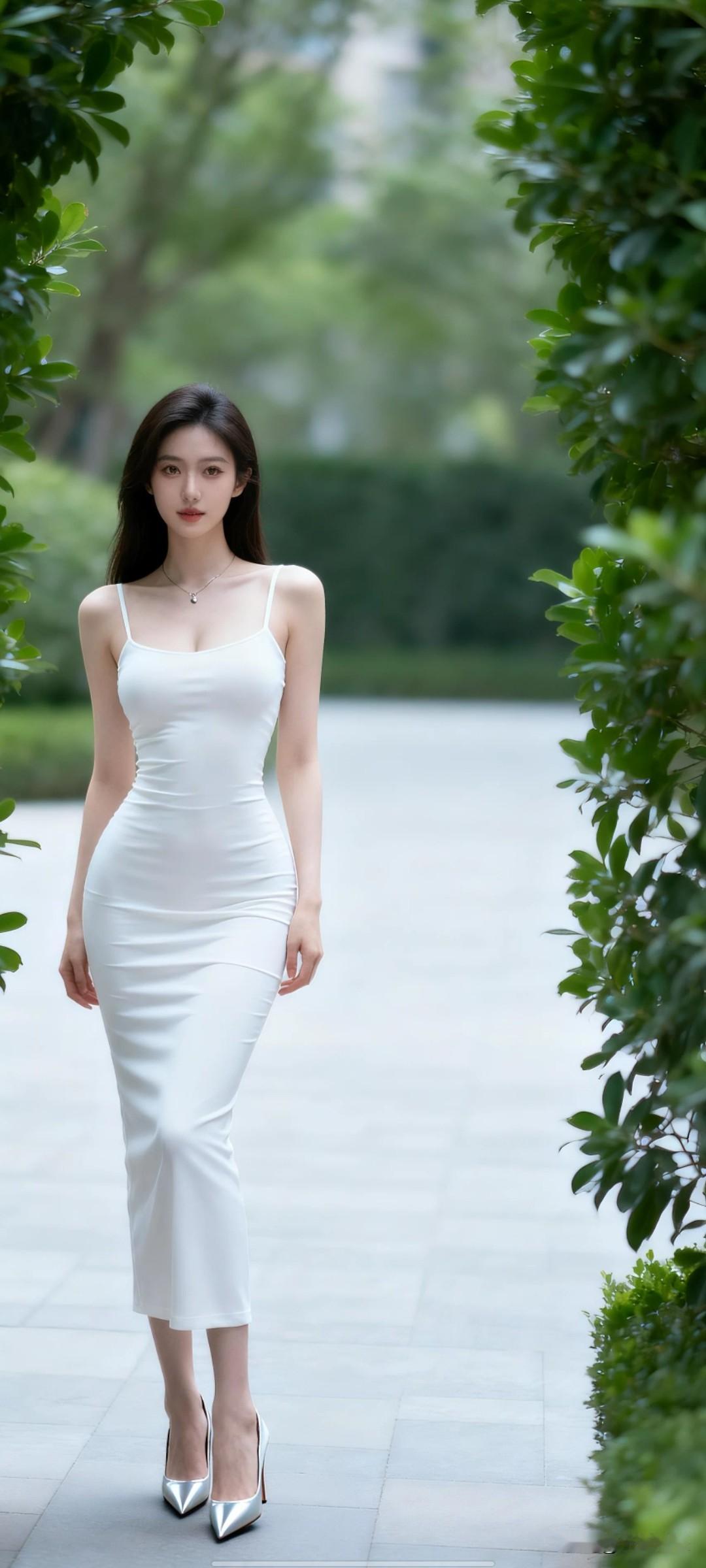 白衣连衣裙，感觉有点怪怪的感觉。