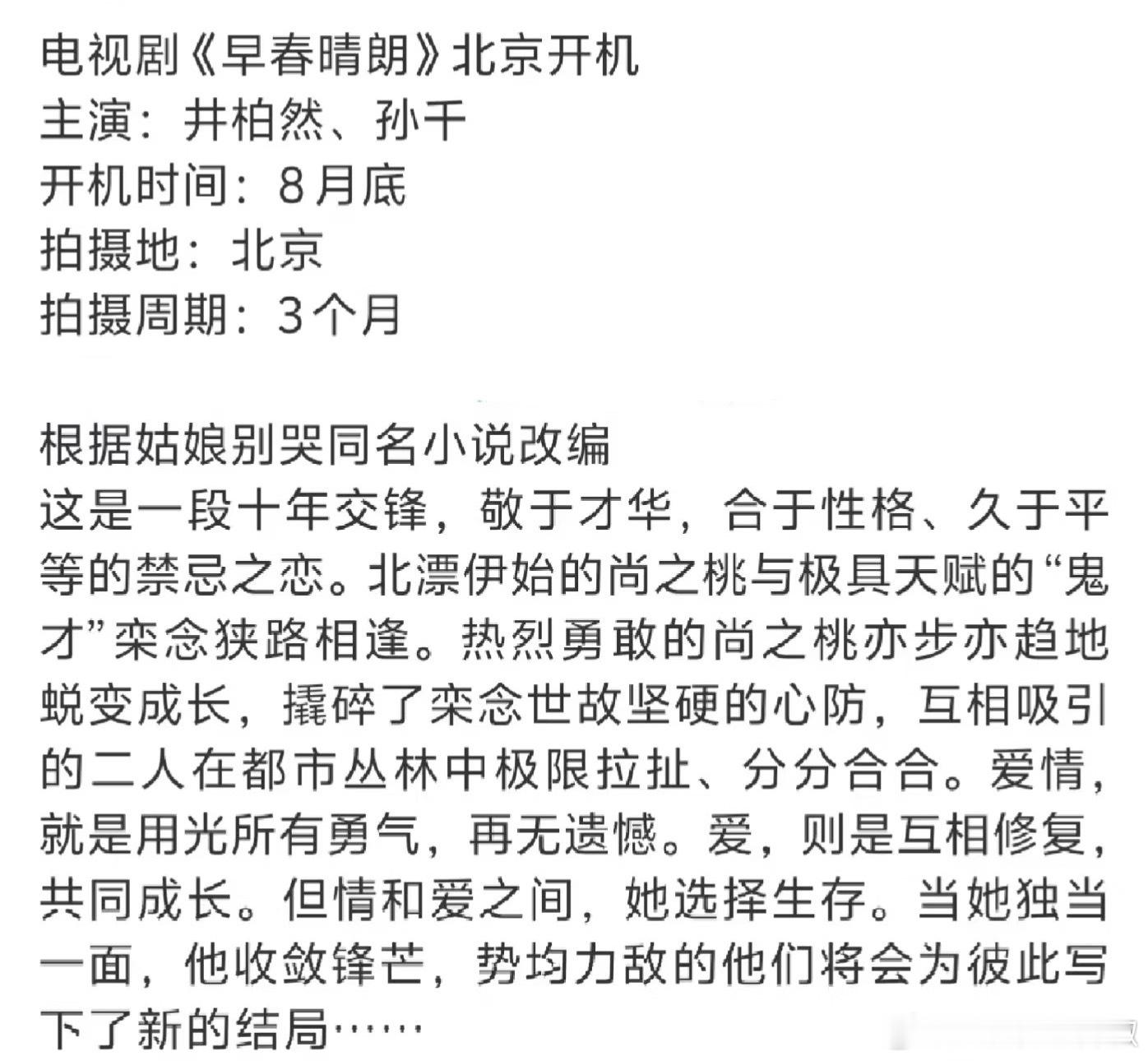 尘埃落定[doge]早春晴朗准备拍了，这剧还真的没找流量​​​