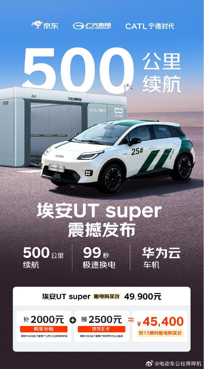 换电阵营再度强大！广汽、京东、宁德时代，三方联手推出的换电车型埃安UTsupe