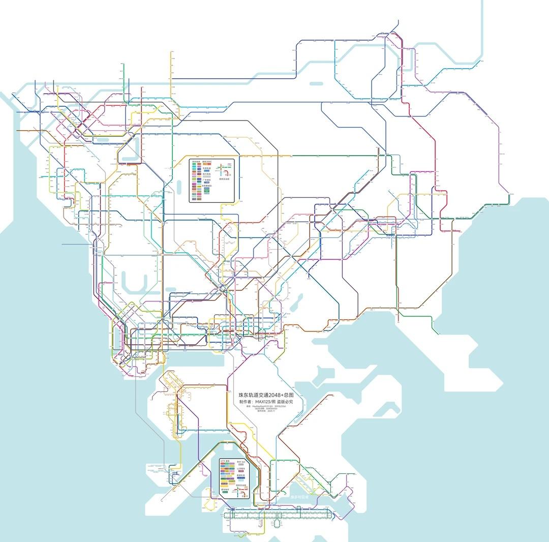 珠江口东岸城市轨道交通线路图2050+本图由MAX123制作包括了深圳地铁、