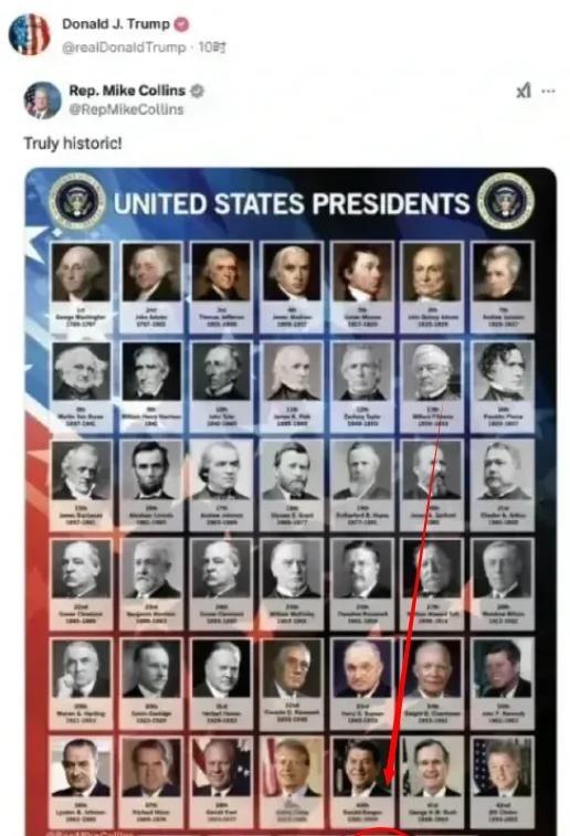 拜登临下台前，特朗普为了专门恶心他，弄了张美国历任46位总统“合照集”，只见前4