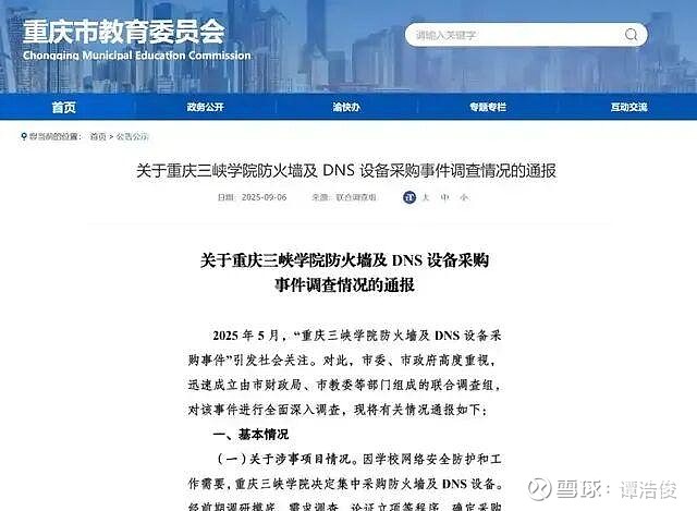 重庆防火墙及DNS设备采购事件通报内容很详尽但似乎回避了一个问题