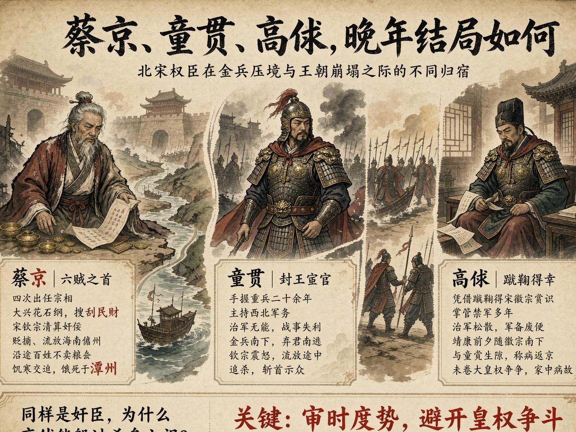 北宋末年，蔡京、童贯、高俅都是宋徽宗身边的近臣，祸乱朝纲，被后世视作北宋衰败的关键人物。三人同受徽宗