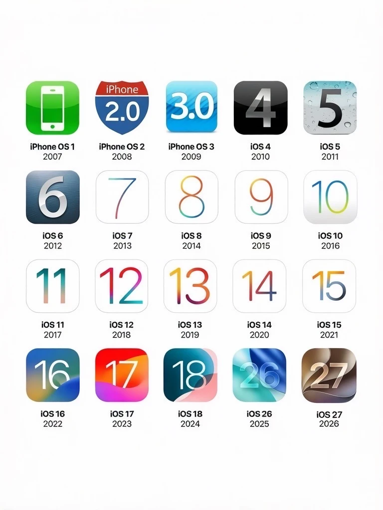 iPhone OS 1—iOS 27命名及图标变化