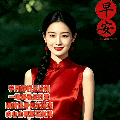 12张精选早上好美女动态美图，愿思念从未停歇，祝福日日相伴1.早安！新晨