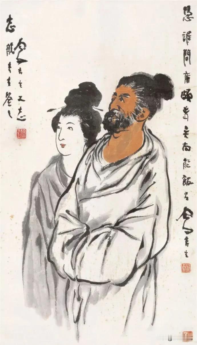 大师吕凤子作为徐悲鸿免费的素描老师，其造型能力准确，人物形象逼真，线条刚劲有力，
