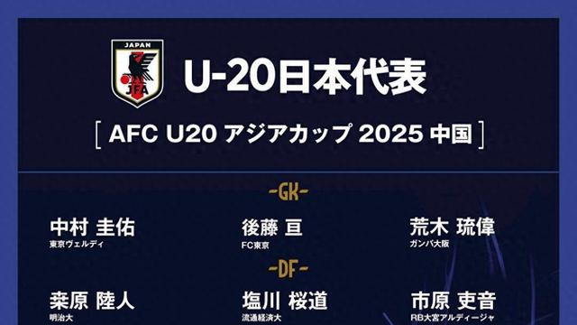 日本U20亚洲杯名单与中国男足的启示