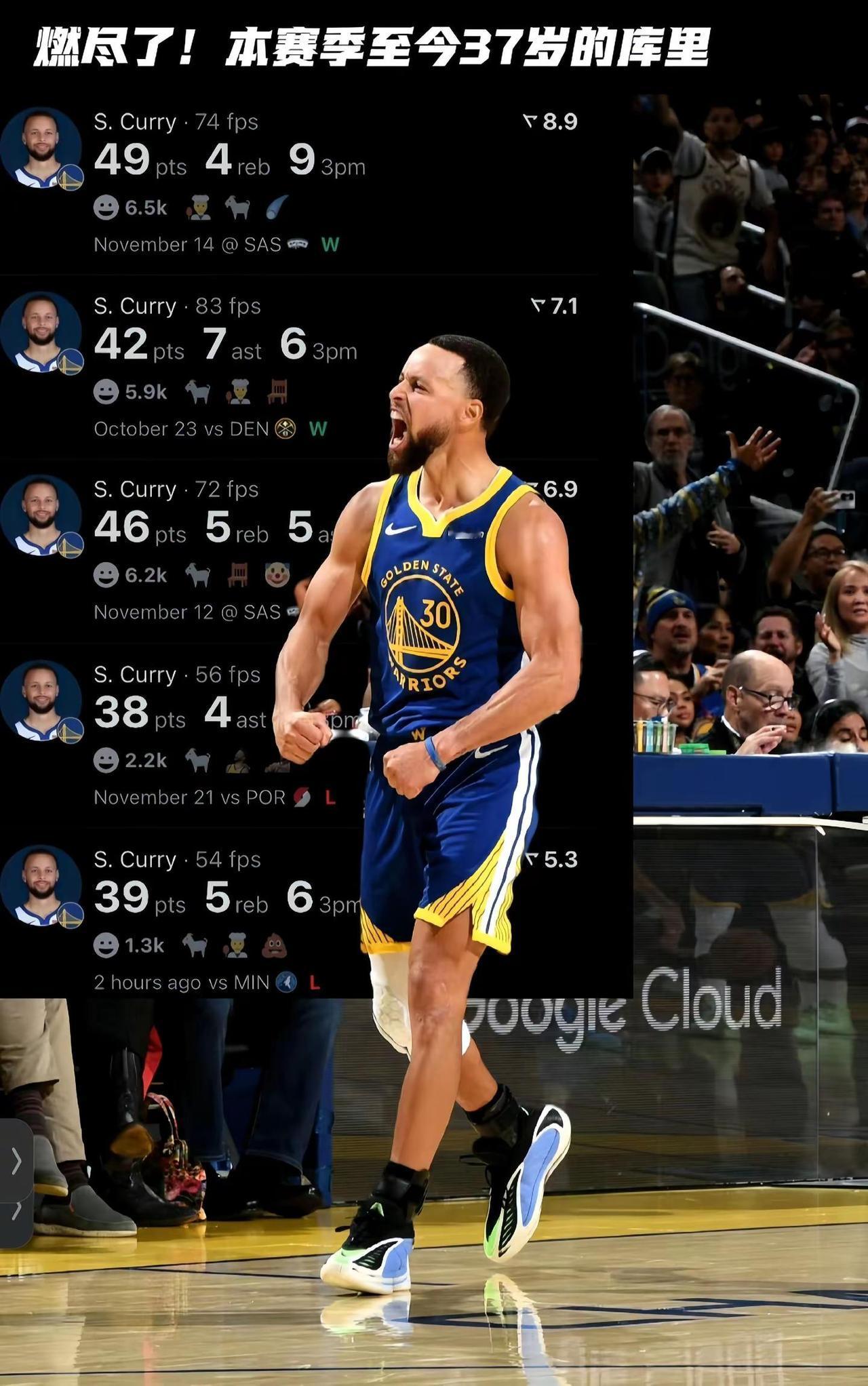 “无力回天37岁的库里仍然在燃烧自己”库里