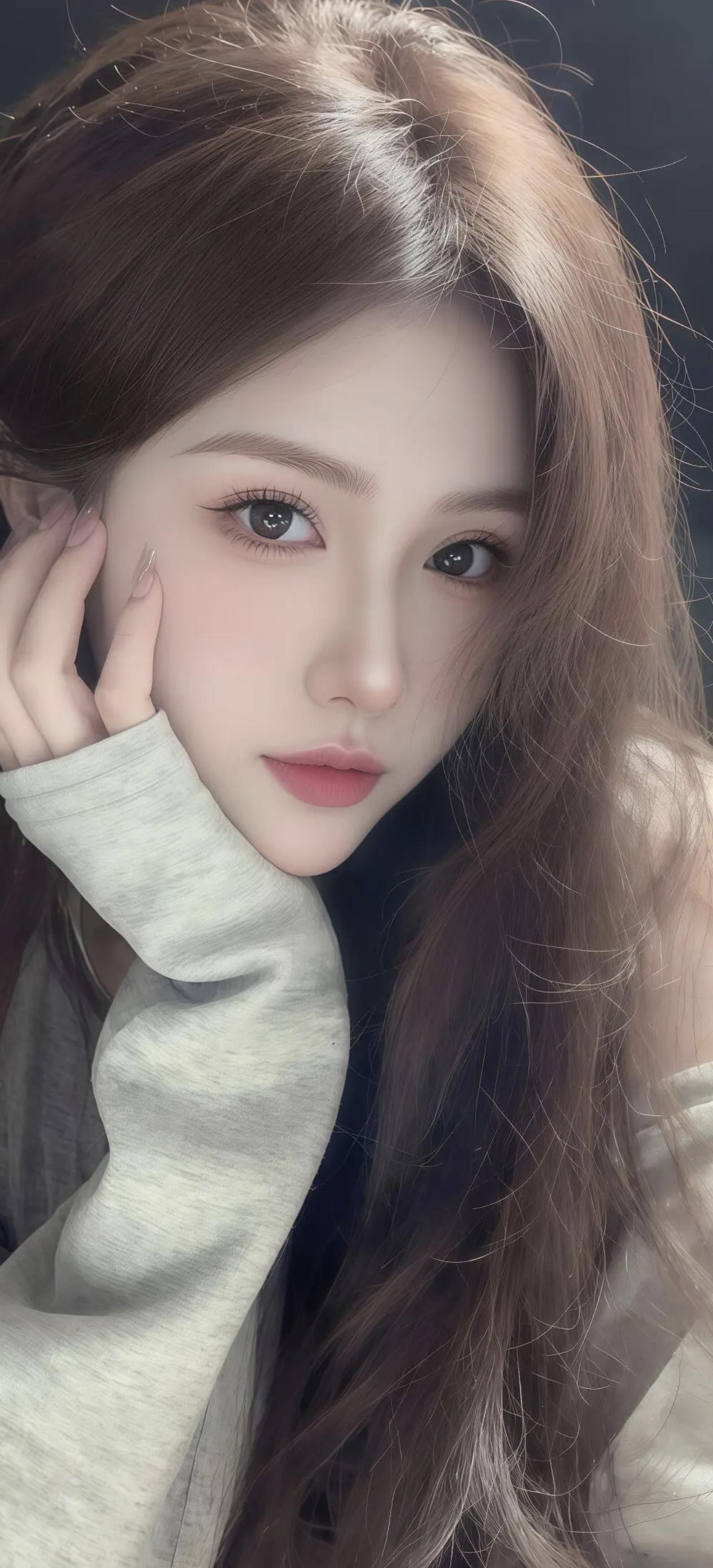 半掩轻罗睡眼朦，惺忪初醒态何慵。微醺颊晕桃花色，似醉波横柳叶风。一缕幽香迷蝶