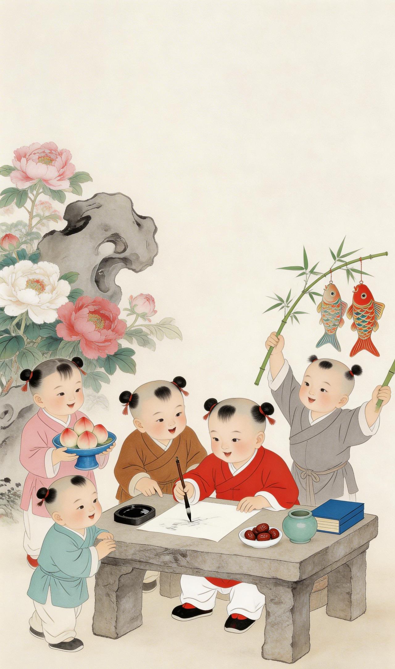 丹青送福，鲤跃童真——中国传统年画里的年味墨香浸润的宣纸上，年味正从笔尖流淌