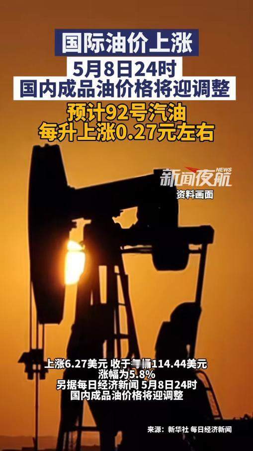 5月8日24时，2026年国内第九轮成品油调价窗口就要开启了，受近期国际油价大幅