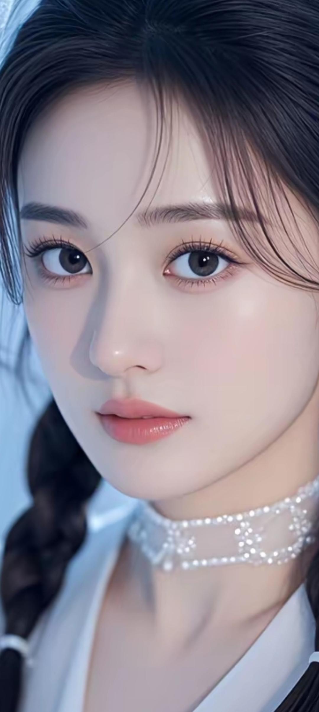 梦幻少女，精致的妆容与优雅的饰品，散发着温柔的光芒。💖✨