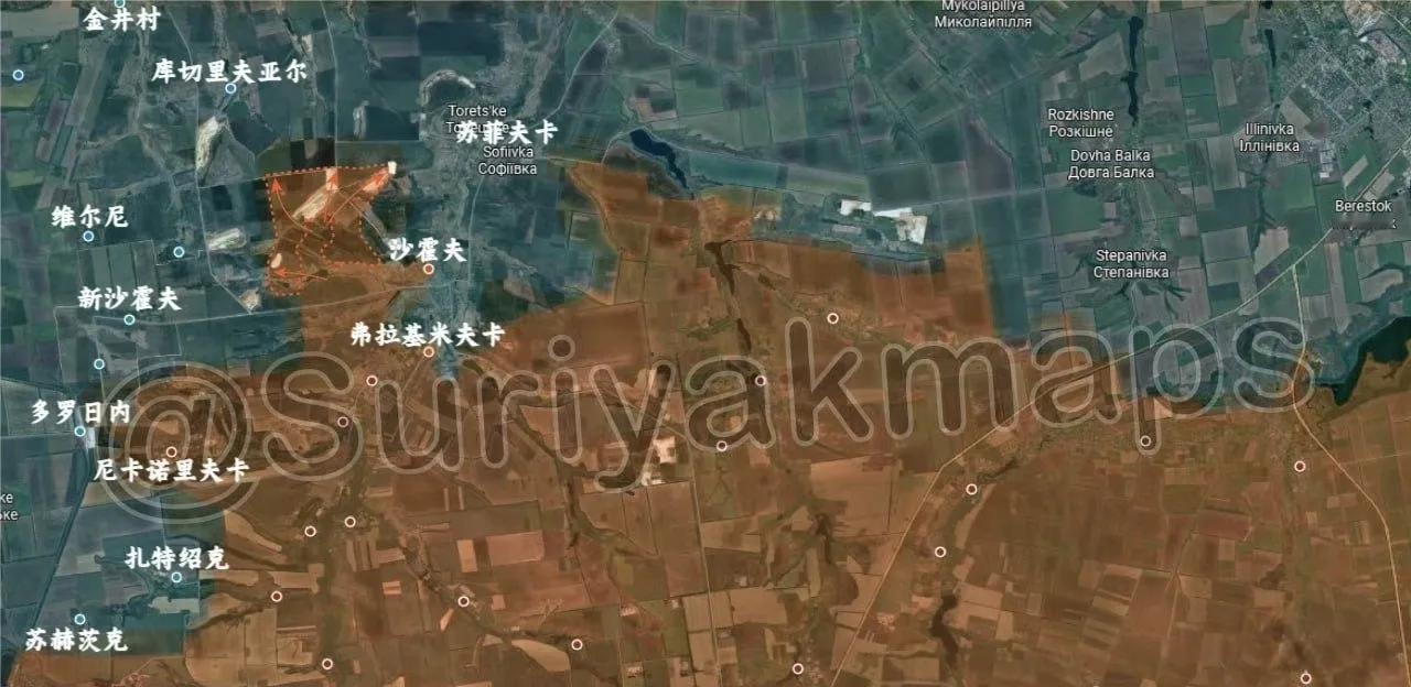 乌苏又含泪将乌军反攻打下的多布罗皮利亚以东突出部大部分又划给了俄军。没办法，谁让