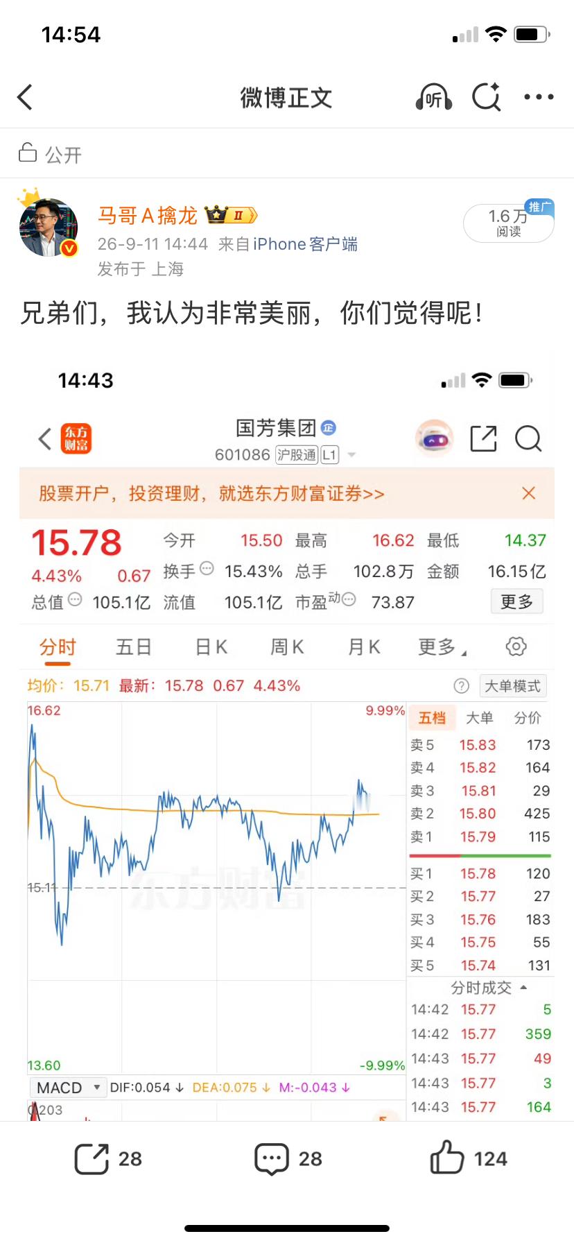 漂亮，一不小心国芳拉板了，开心吗兄弟们！开心来个666​​​