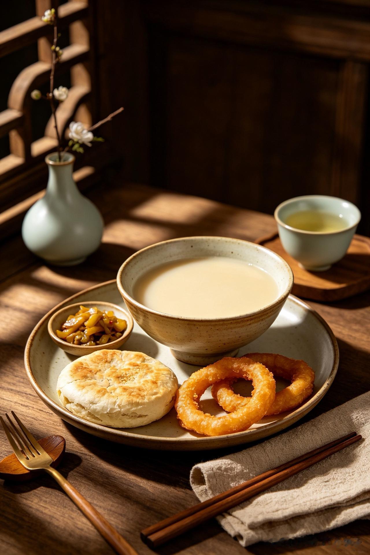 豆汁儿味酸又馊，焦圈咸菜配窝头。老北京人就好这，…………