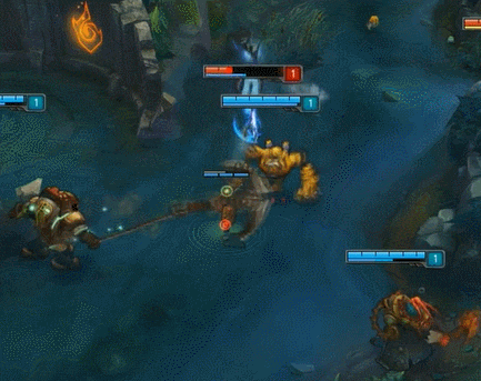 lol有趣测试: 小鱼人的e被机器人的e完克?