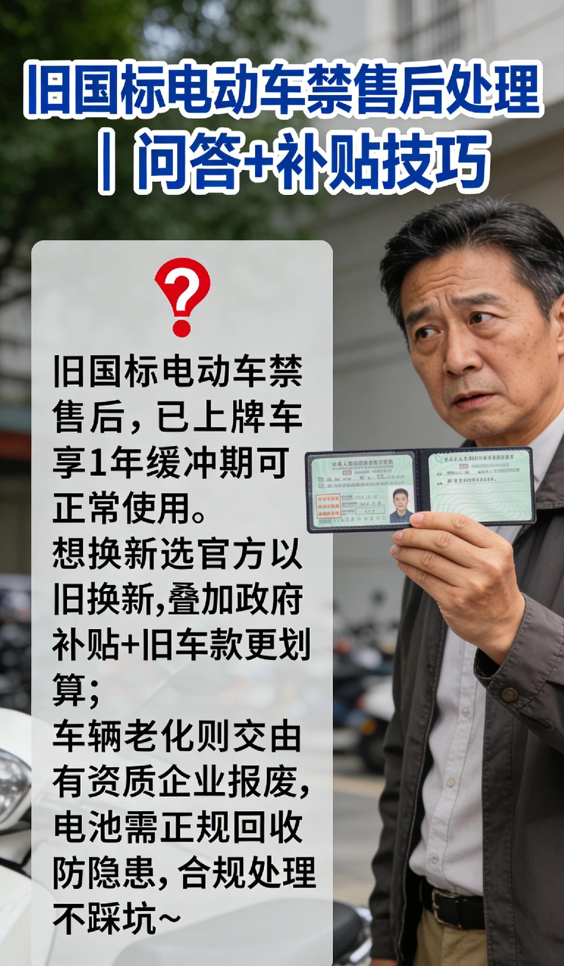 旧国标电动车禁售后处理｜问答+补贴技巧❓问答版：旧国标电动车禁售后，已上