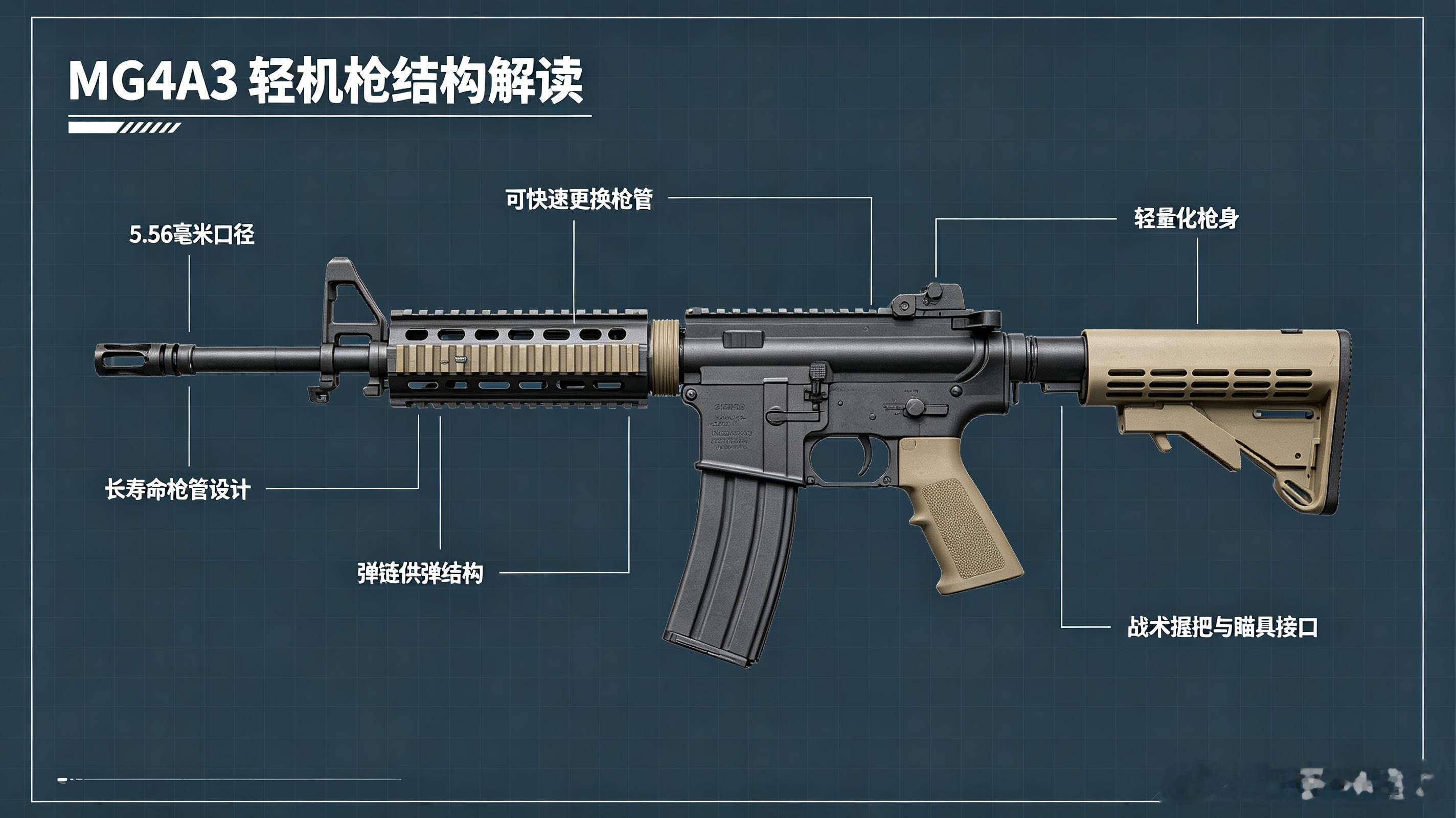 德国MG4A3班组轻机枪｜15000发超长枪管寿命，步兵持续火力标杆德国MG4A