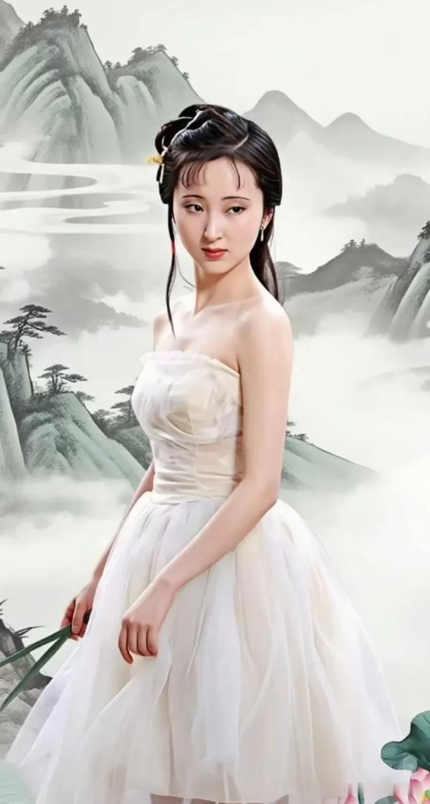 当中国古典美女配上现代女装，你能接受这种形象吗？下图中是由AI生成的陈晓旭扮演的