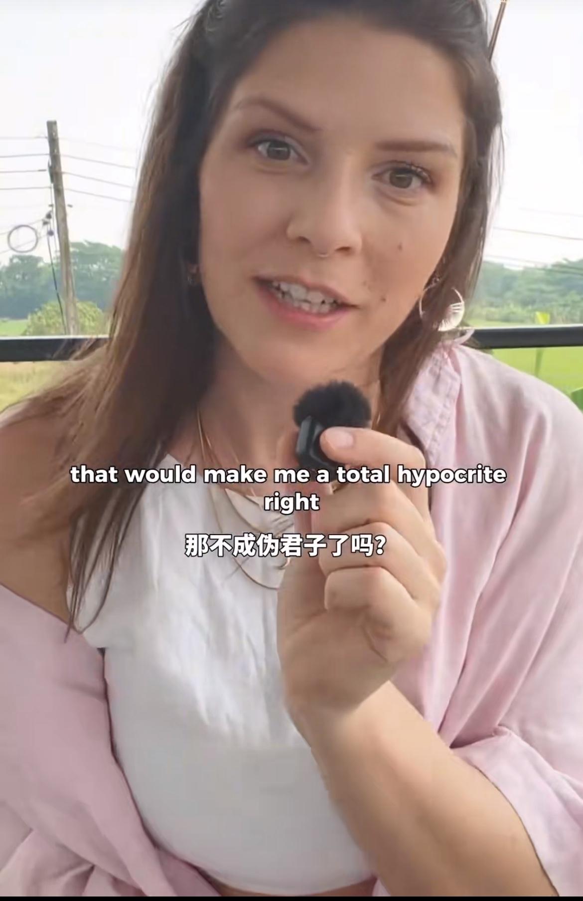 外国妹子到了中国才知道这里没有人会把吃肉和环保混为一谈，她本来被洗脑成素食主义者