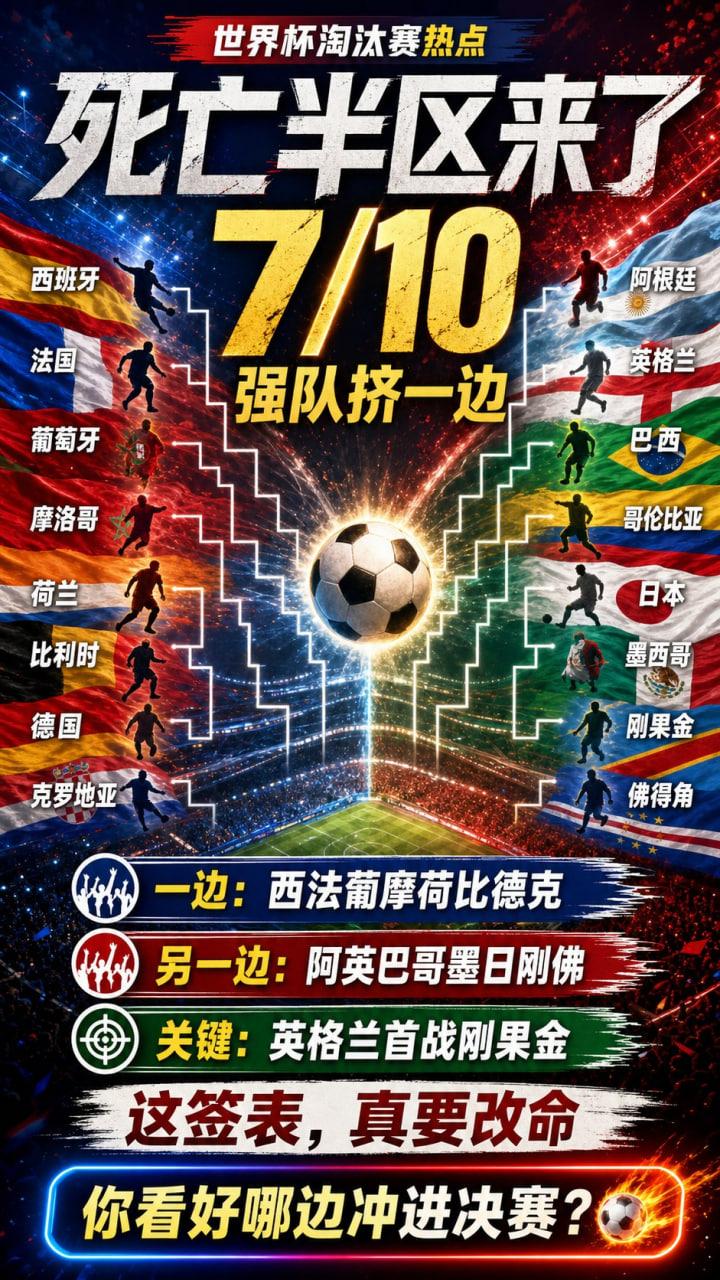 兄弟们，淘汰赛还没真正开打，签表先把人看清醒了。  这不是普通分区，这...