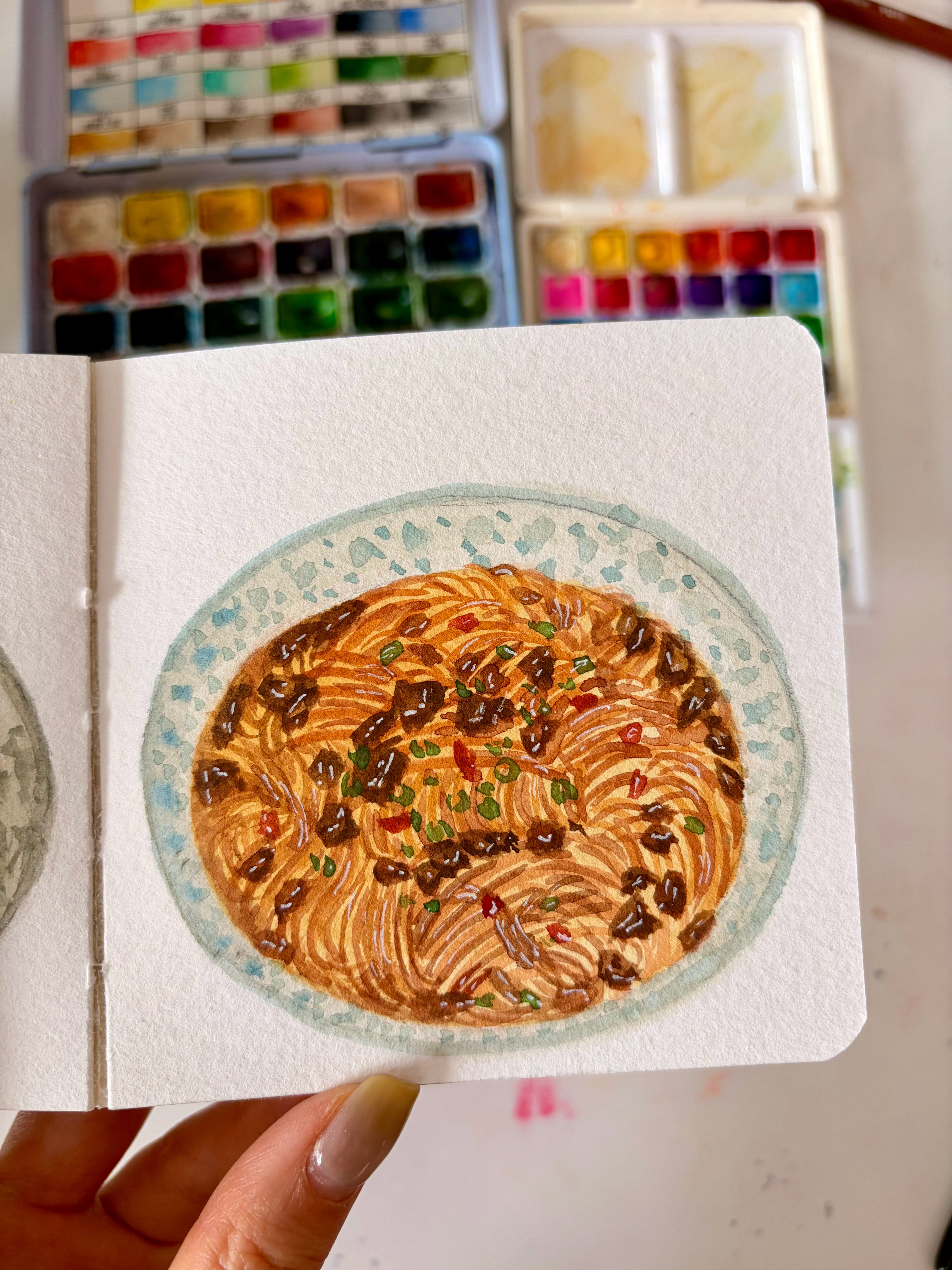 水彩画｜画我爱吃的面条🍜投稿作者艺术达人次元艺术家