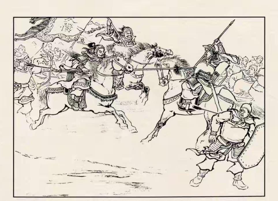 三国演义连环画：这员大将是谁？竟然硬刚夏侯惇和夏侯渊！虽然寡不敌众，但在演义前十