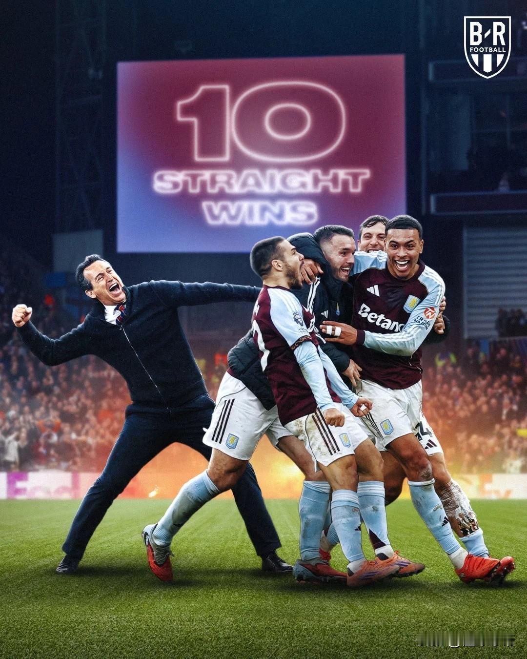 打破队史111年记录，维拉豪取10连胜要争英超冠军了!不出意外的曼联掉链子了