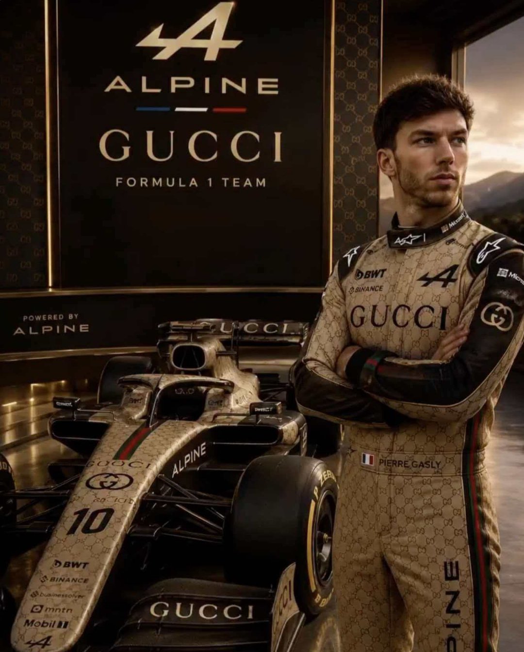 Gucci赞助了F1Alpin车队，赛车涂装还行，但这车手看着咋这么像快手主播