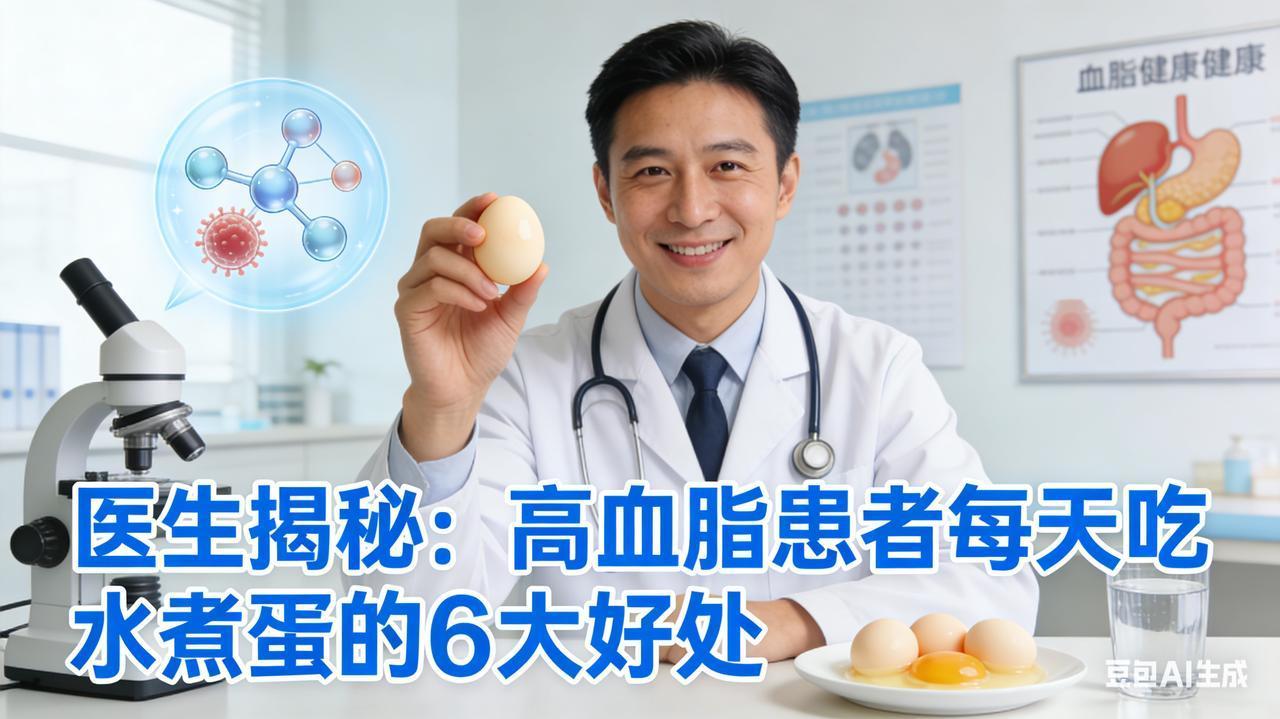 医生揭秘：高血脂患者每天吃水煮蛋的6大好处标题：医生惊人发现：高血脂与鸡