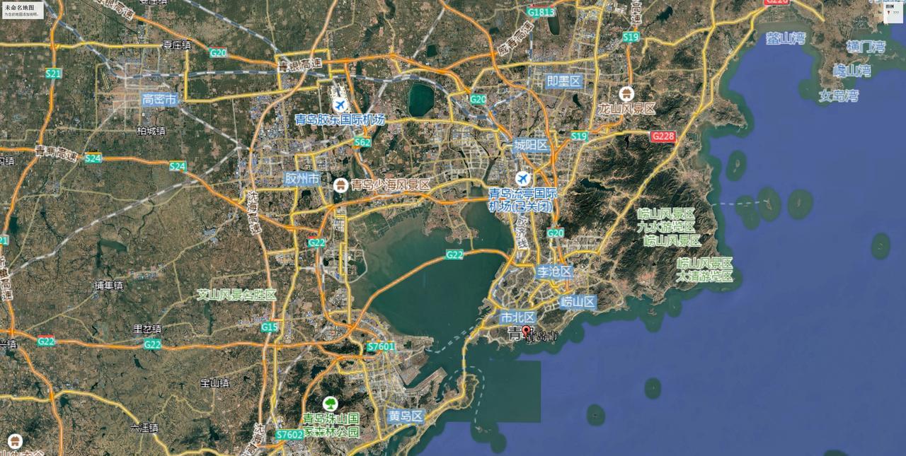 青岛市终于把胶州湾包围了。原来市区只在东岸，现在西岸和北岸都成了建成区，尤其是西