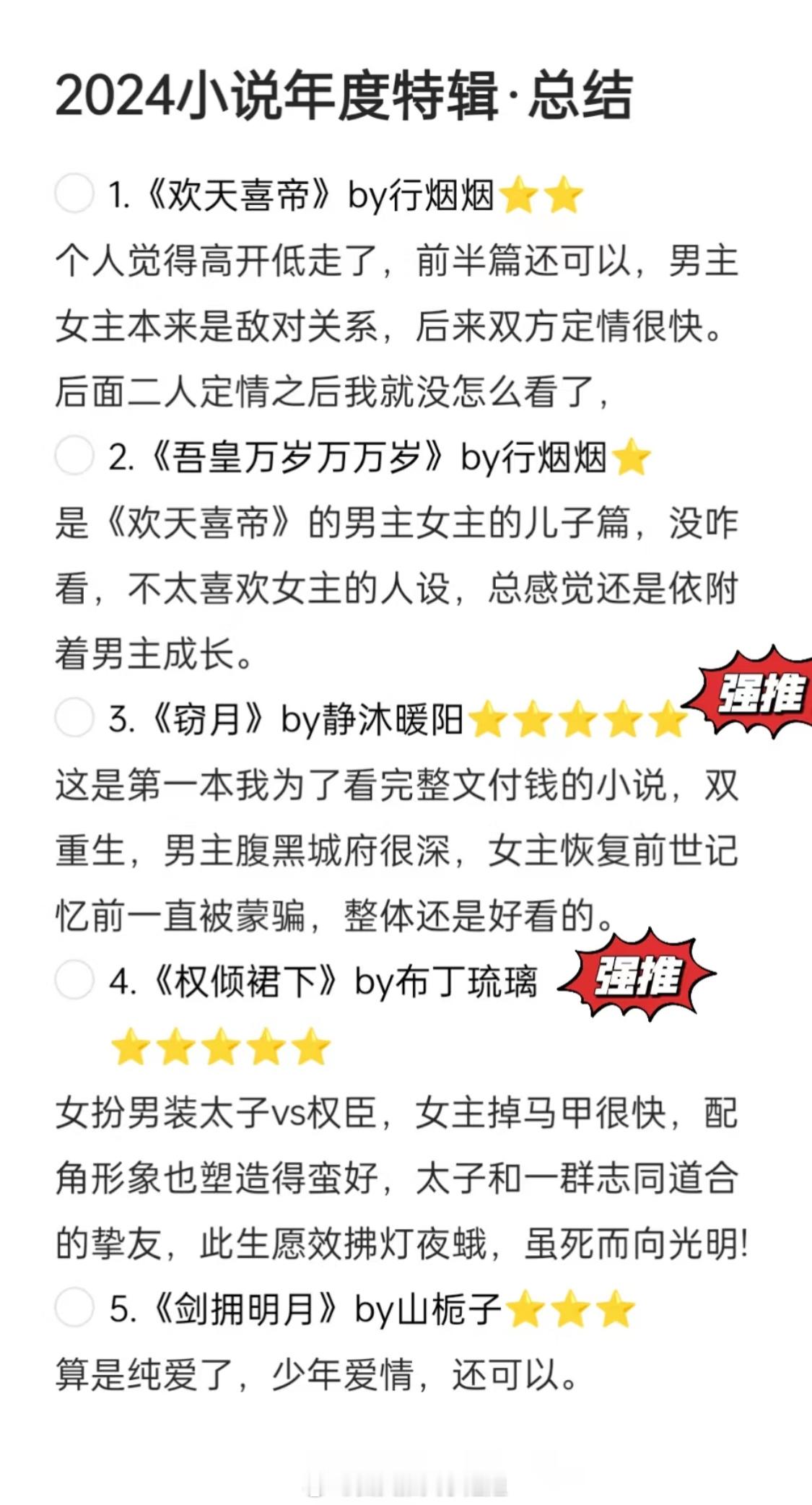 小说党也有自己的年度特辑啦！回顾这一年还算收获满满，挑了一些看过的比较好看的文分