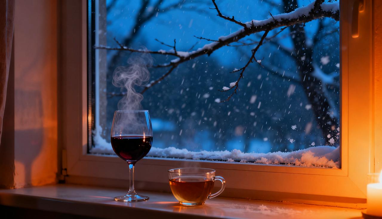 上联：天寒地冻一杯酒下联：夜静风萧半盏茶以“寒冻”对“静萧”衬氛围，“酒”暖