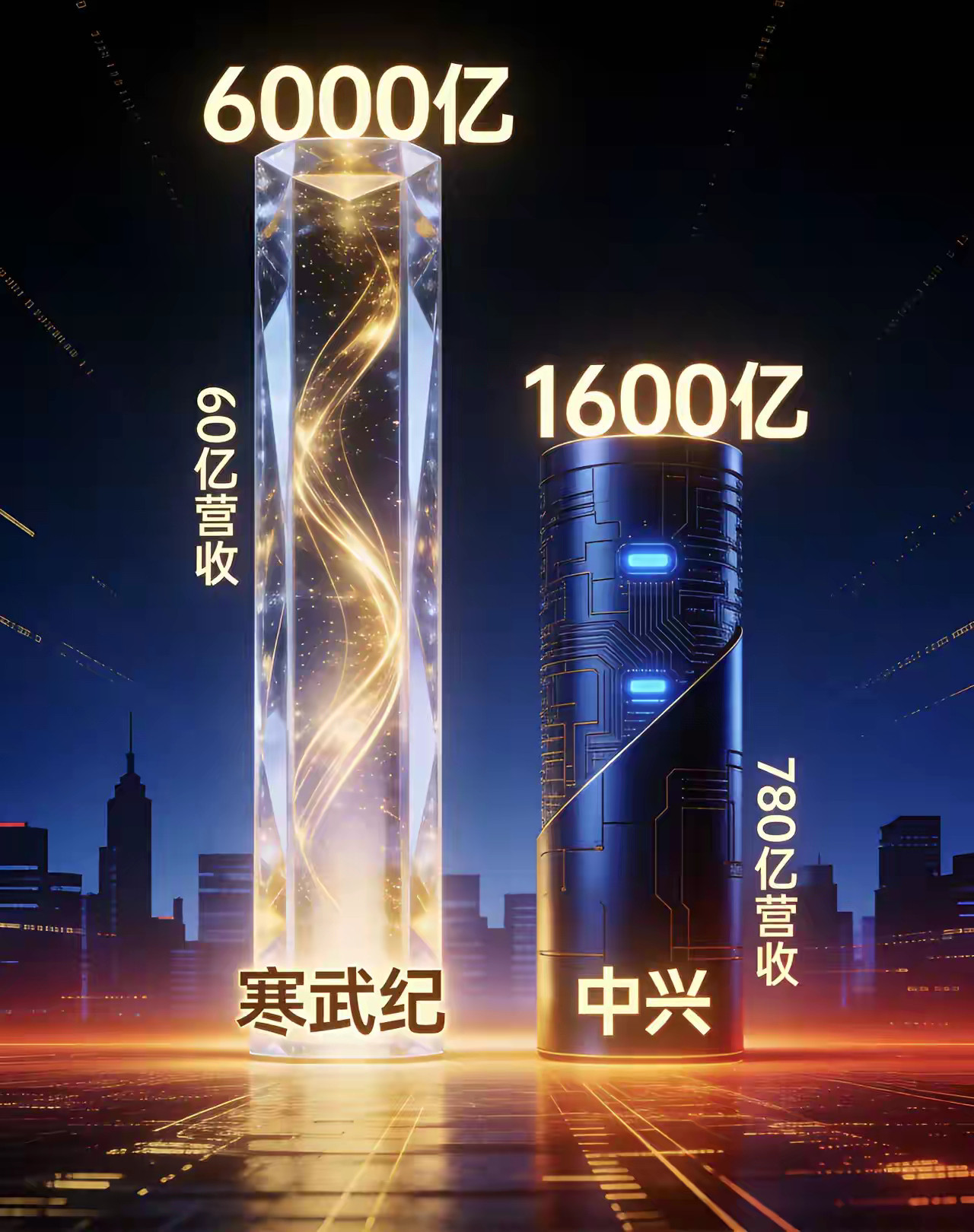 寒武纪60亿营收撑6000亿，中兴780亿才1600亿，智算谁定的价？寒武纪上半年营收60亿，市值6