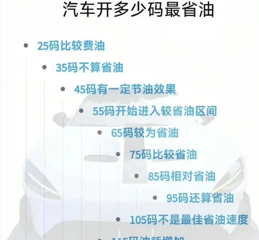 开车多年不知的省油秘诀网络上看到一篇开车省油的文章！低速如25码、35