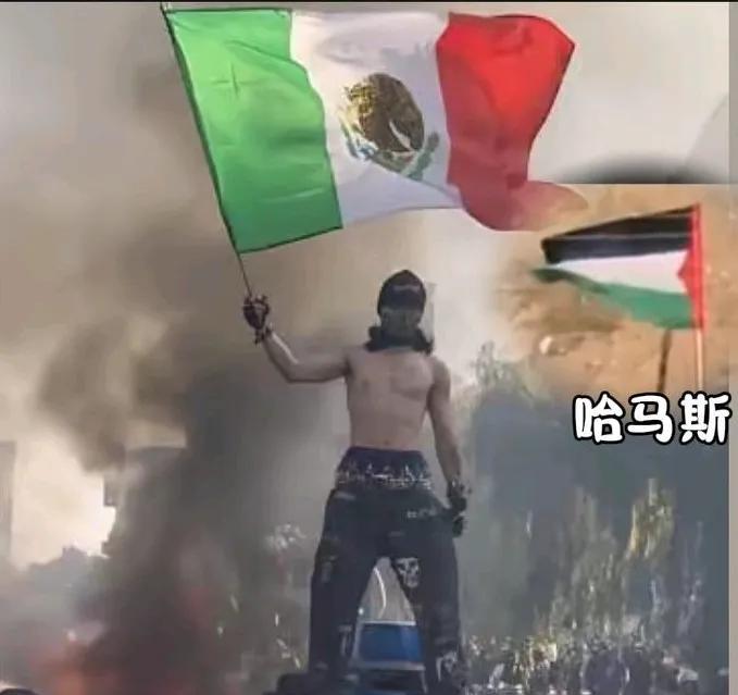 这张照片可太火了！电视上、网上到处都在传——一个光膀子的老哥站在车顶上，手里使劲