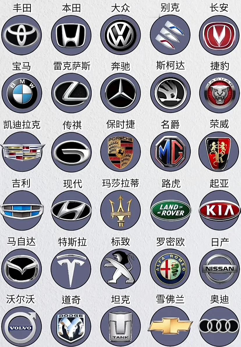 大家都开什么车🚗车主们集合啦快看看有没有你在开的车汽车品牌车标，哪一款看着更高