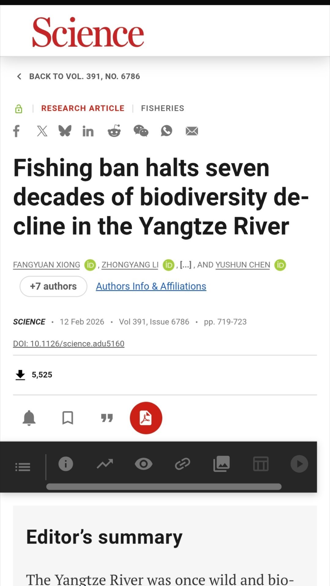 刚在Science看到长江“禁渔令”非常有效！¹过去长江鱼生物多样性持续衰退七