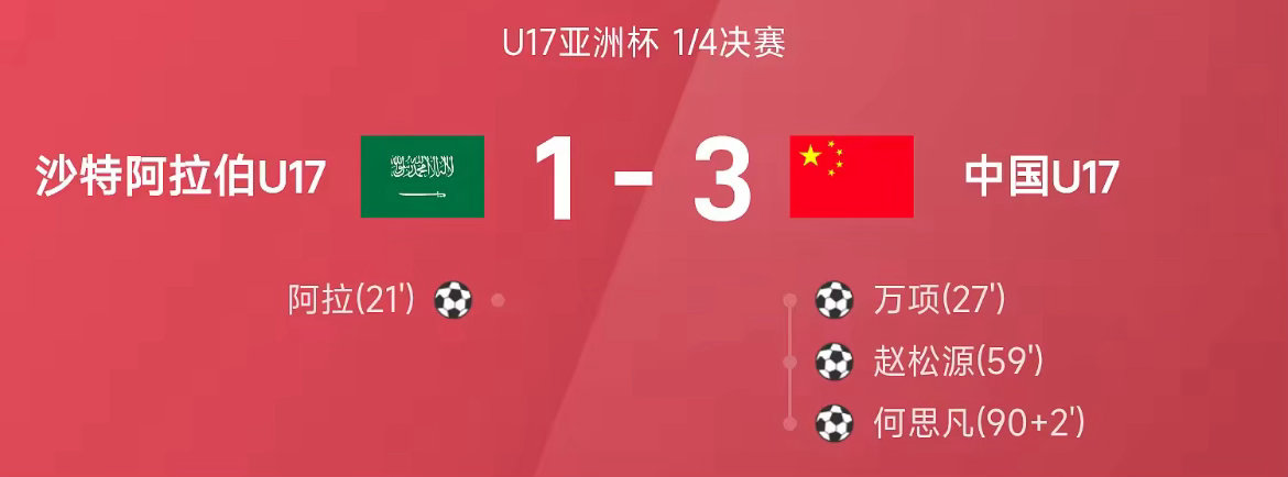 🔥绝境逆转！中国U17连追3球打爆沙特，何思凡读秒传射杀疯了！U17亚洲杯1/