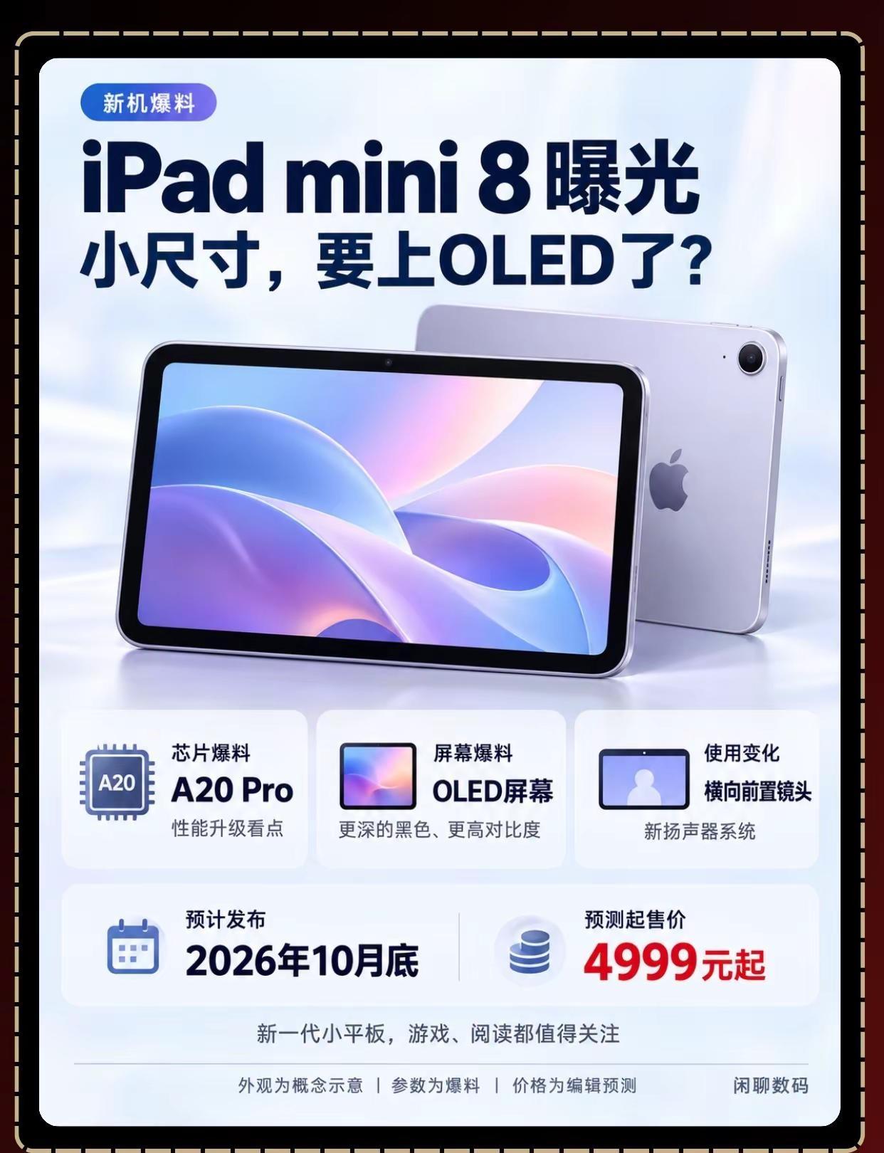 iPadmini8曝光！新一代iPadmini，这次可能不只是换芯片了。最